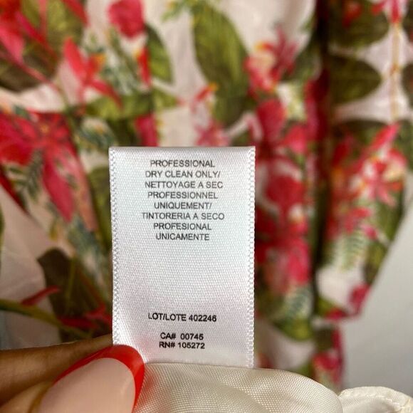 NEW AMUR Dress Floral Tropical Puff Sleeve Mini Dress Red Size 8 - Picture 8 of 9